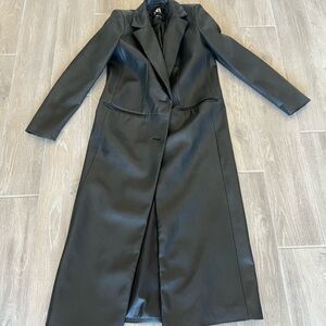 Zara Black Leather Long Coat